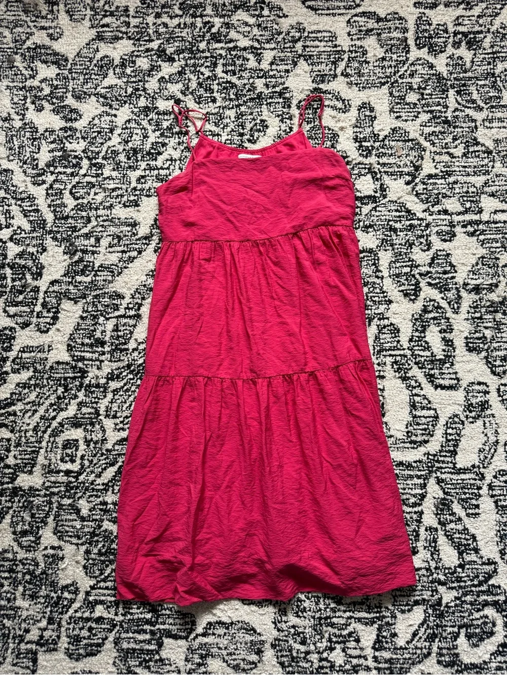 Abercrombie Trapeze Hot Pink Tiered Sundress with Spaghetti Straps